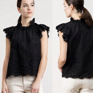 SEA New York Naomi Eyelet Ruffle Pom Pom Sleeveless Blouse \\ 6